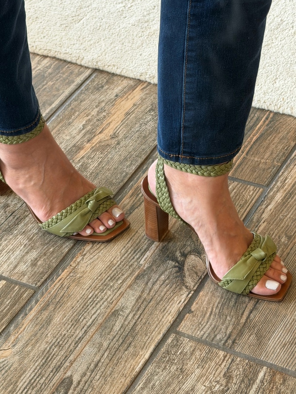 Alexandre Birman Olive Green Leather Block Heel Sandals - Picture 12 of 12